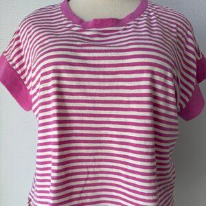 CAbi Backyard Tee #6212 Pink & White Striped-L